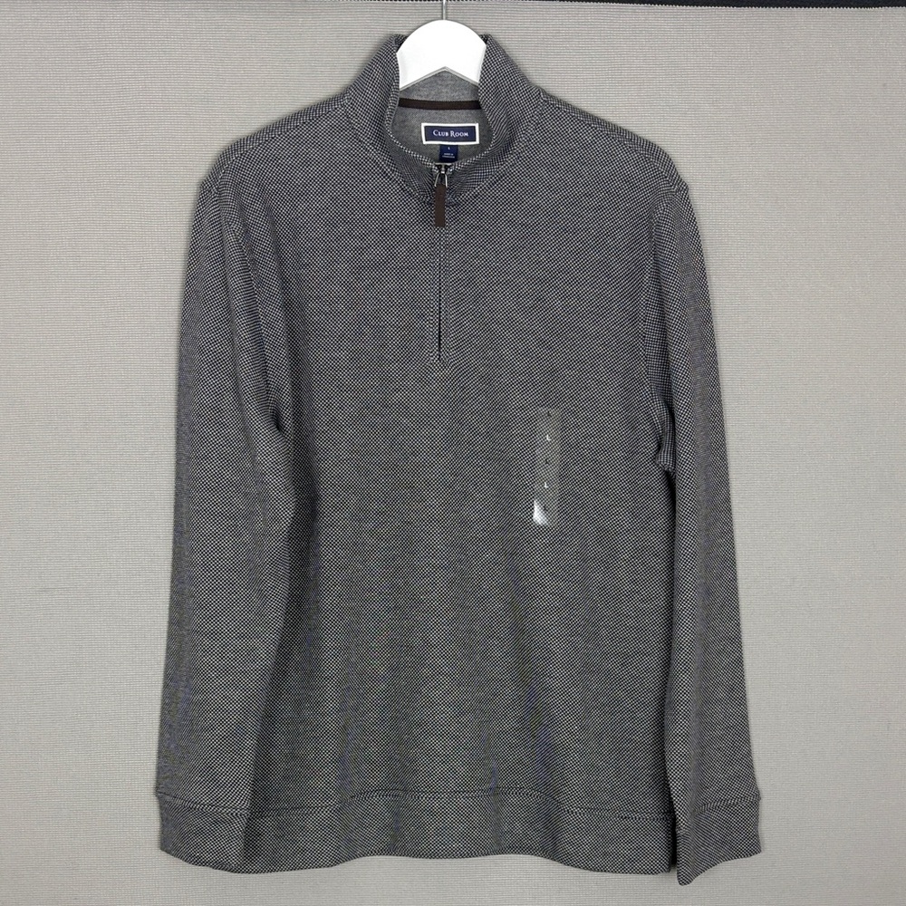 Club Room Deep Black Birdeye 1/4 Zip Sweater